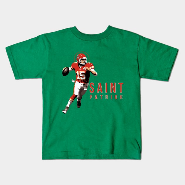 Saint Patrick Mahomes Day Tee | Kansas City Chiefs Tapestry Kids T-Shirt by Baydream